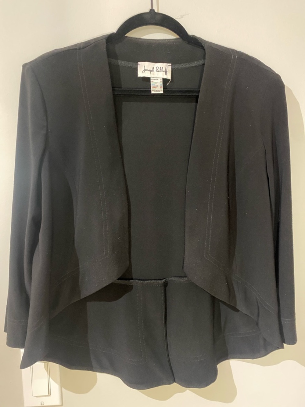 Joseph Ribkoff Black Open-Front Cascade Bolero